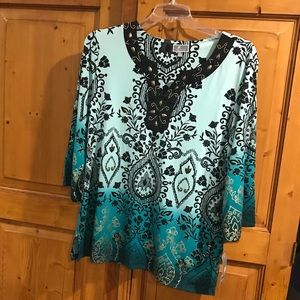 Macy’s new with tags green/black XL top